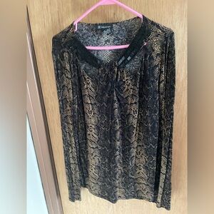 INC International Concepts Black and Gold Blouse